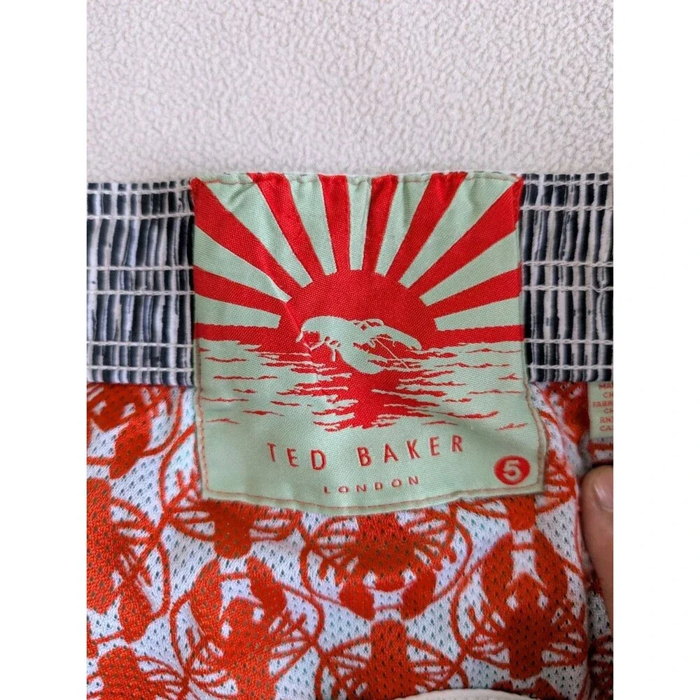 Ted Baker Swim Shorts Men's Sz 6 Lobster Board Trunks Green Summer Pool